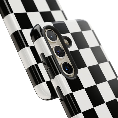 Black & White Checkerboard Phone Case – Classic Aesthetic Tough Protective Case for Iphone, Samsung Galaxy and Pixel