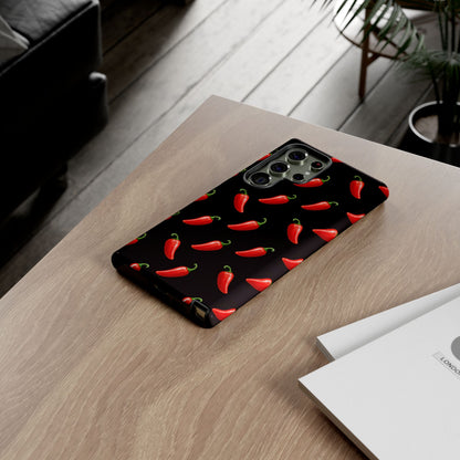 Spicy Chili Pepper Phone Case – Black Cute Hot Pepper Tough Cover for Iphone, Samsung Galaxy and Pixel