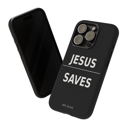 Jesus Saves Phone Case Christian Religious Minimalist Black Tough Cover
