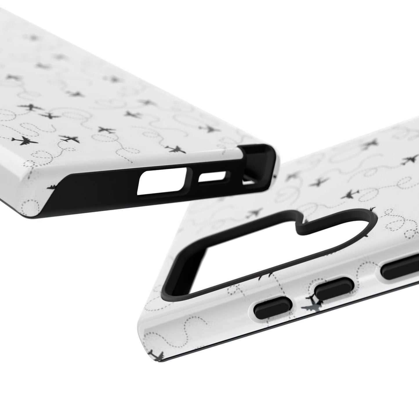 Minimal Paper Airplane Pattern Phone Case – Black White Aesthetic Tough Cover