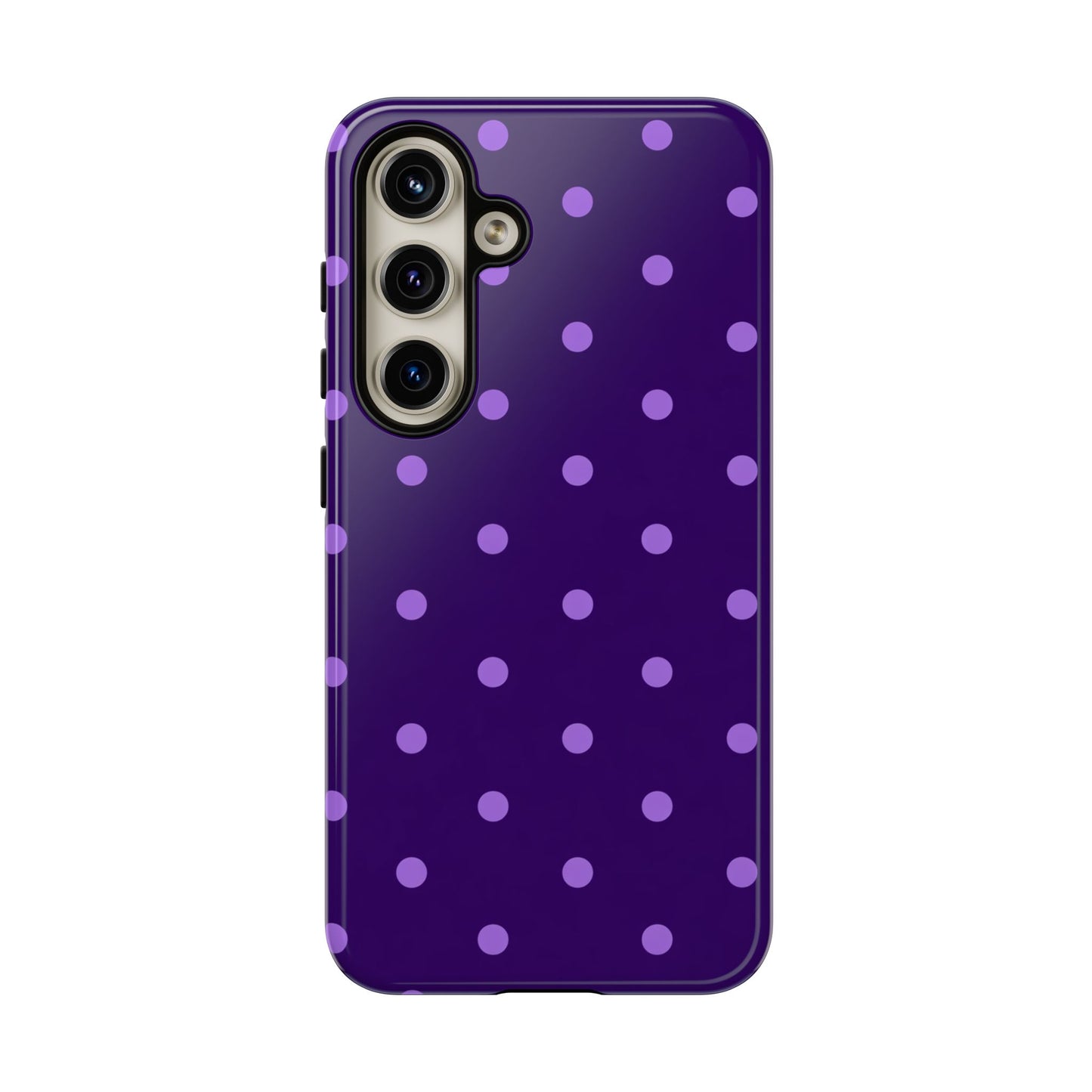 Purple Polka Dot Tough Phone Case – Cute Stylish Durable Protective Cover for Iphone, Samsung Galaxy and Pixel