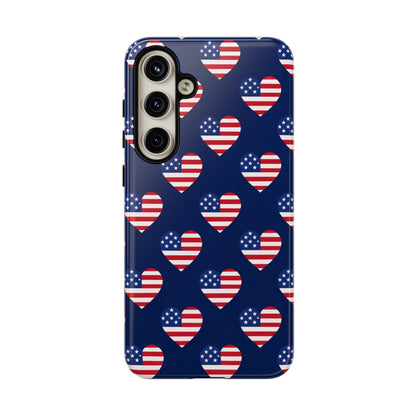Patriotic American Flag Heart Phone Case – Tough Shockproof, USA Stars & Stripes for Iphone, Samsung Galaxy and Pixel