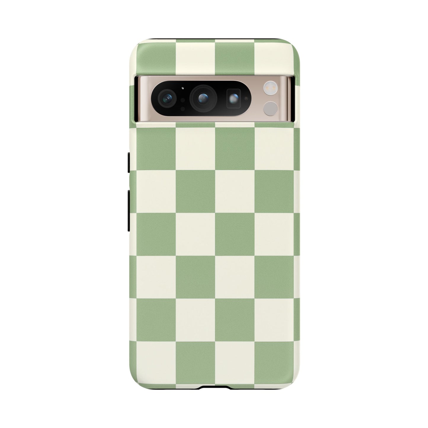 Sage Green Checkerboard Phone Case | Minimal Aesthetic Checkered iPhone & Samsung Tough Case