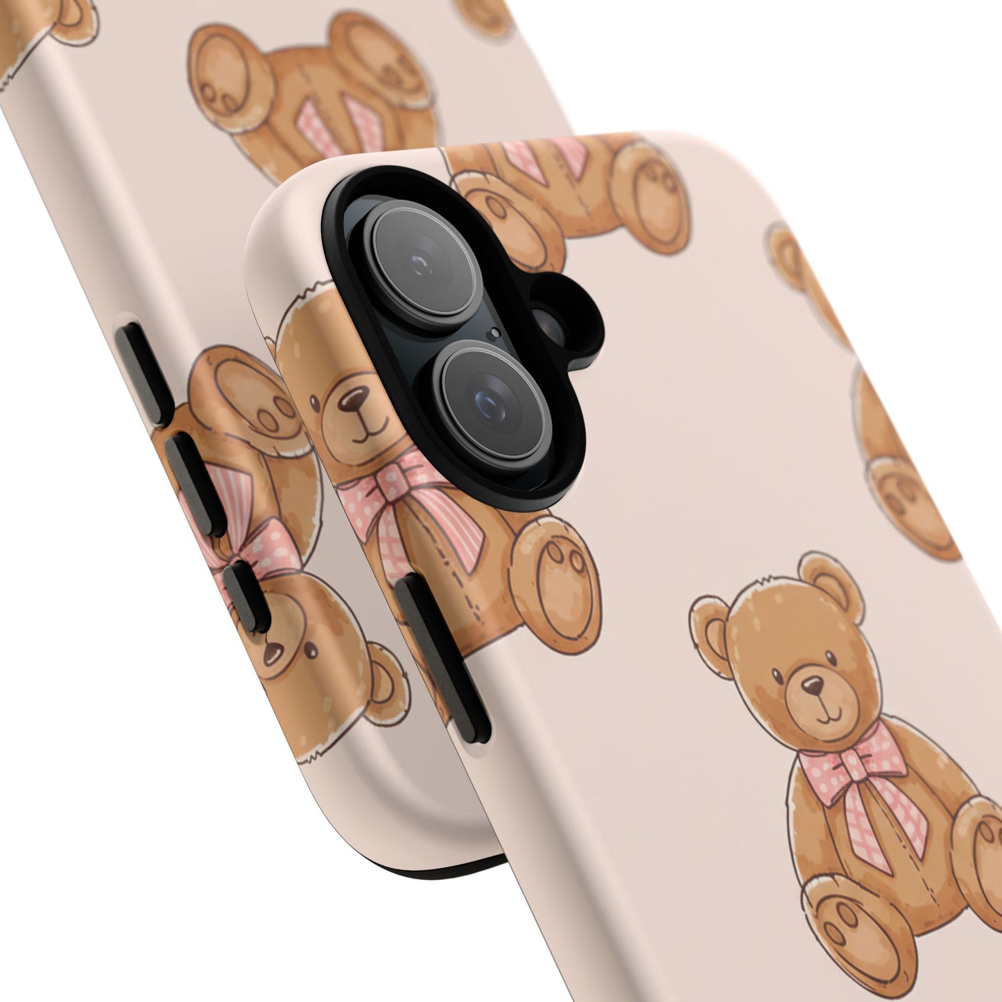 Teddy Bear Phone Case | Cute Coquette Aesthetic Pink Bear Pattern Case | Kawaii Soft Girl iPhone & Samsung Tough Protective Case