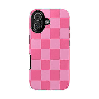 Pink Checkerboard Phone Case | Cute Aesthetic Checkered iPhone & Samsung Tough Case
