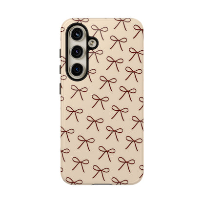 Coquette Bow Phone Case | Neutral Beige Aesthetic iPhone & Samsung Tough Case
