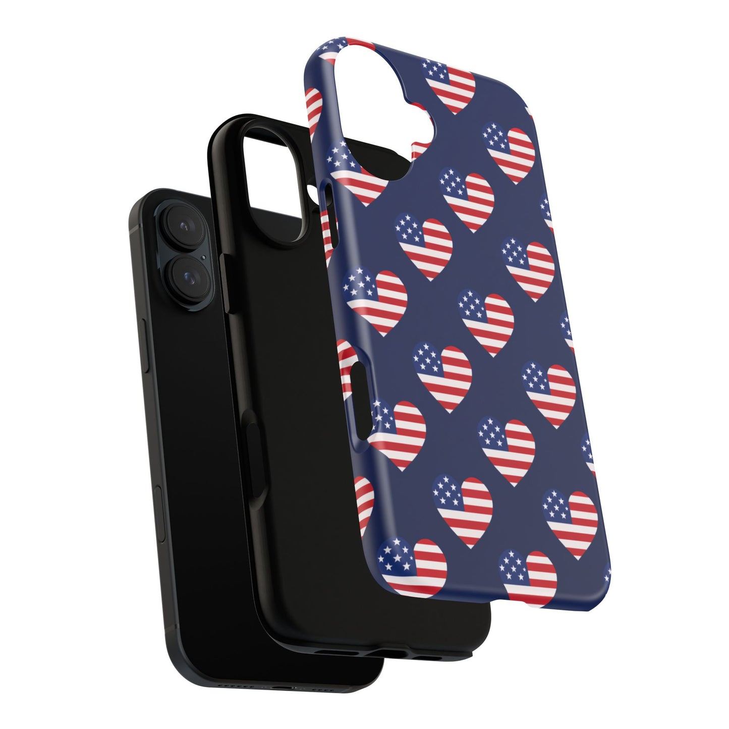 Patriotic American Flag Heart Phone Case – Tough Shockproof, USA Stars & Stripes for Iphone, Samsung Galaxy and Pixel