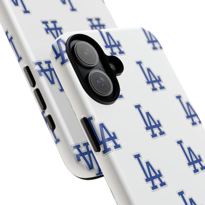 Blue LA Monogram Pattern Phone Case | Minimal Baseball Inspired Tough Cover