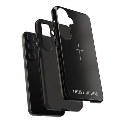 Trust in God Phone Case Minimal Cross Christian Black Tough Cover