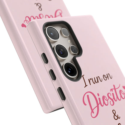 I Run on Diosito y Cafecito Phone Case, Pink Aesthetic Latina Faith Coffee Case, Girly Protective iPhone Samsung Cover