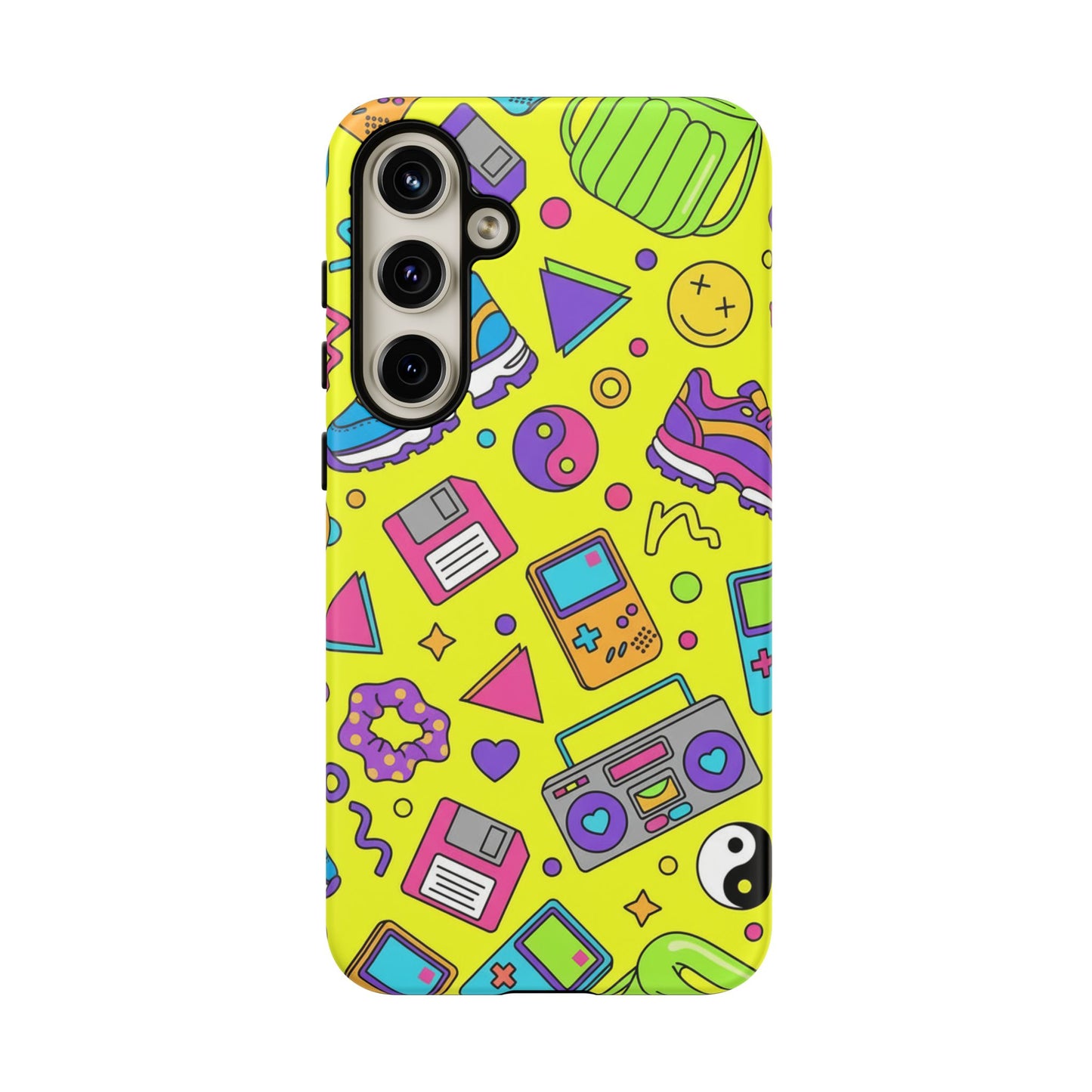 90s Retro Neon Phone Case – Y2K Nostalgia Colorful Icons Tough Protective Case