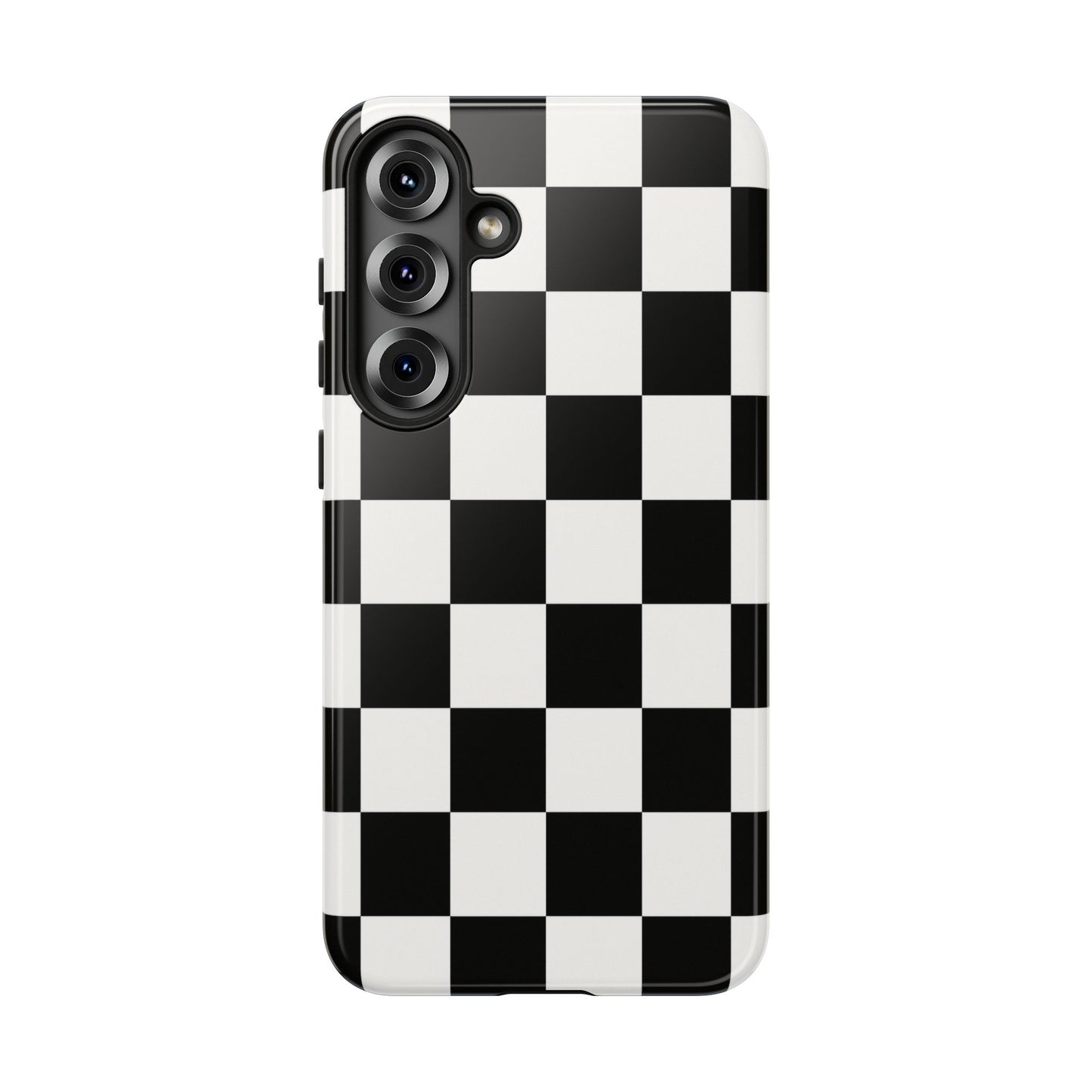 Black & White Checkerboard Phone Case – Classic Aesthetic Tough Protective Case