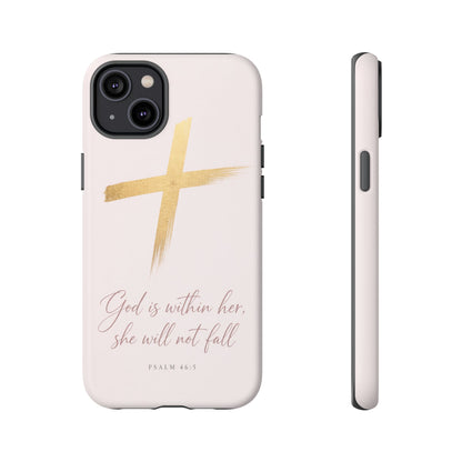 Psalm 46:5 God Is Within Her Christian Cross Phone Case Faith Gift