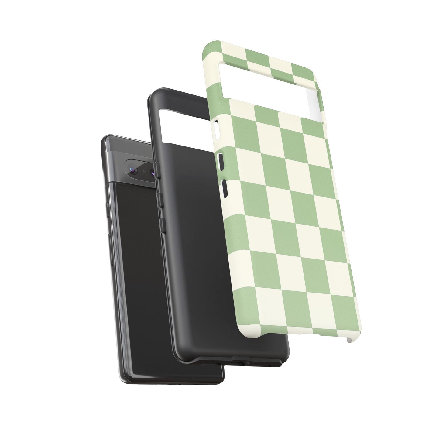 Sage Green Checkerboard Phone Case | Minimal Aesthetic Tough Case