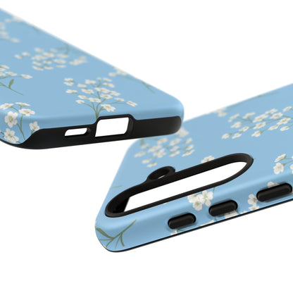 Baby’s Breath Floral Phone Case – Blue Minimal Flower Aesthetic Tough Case