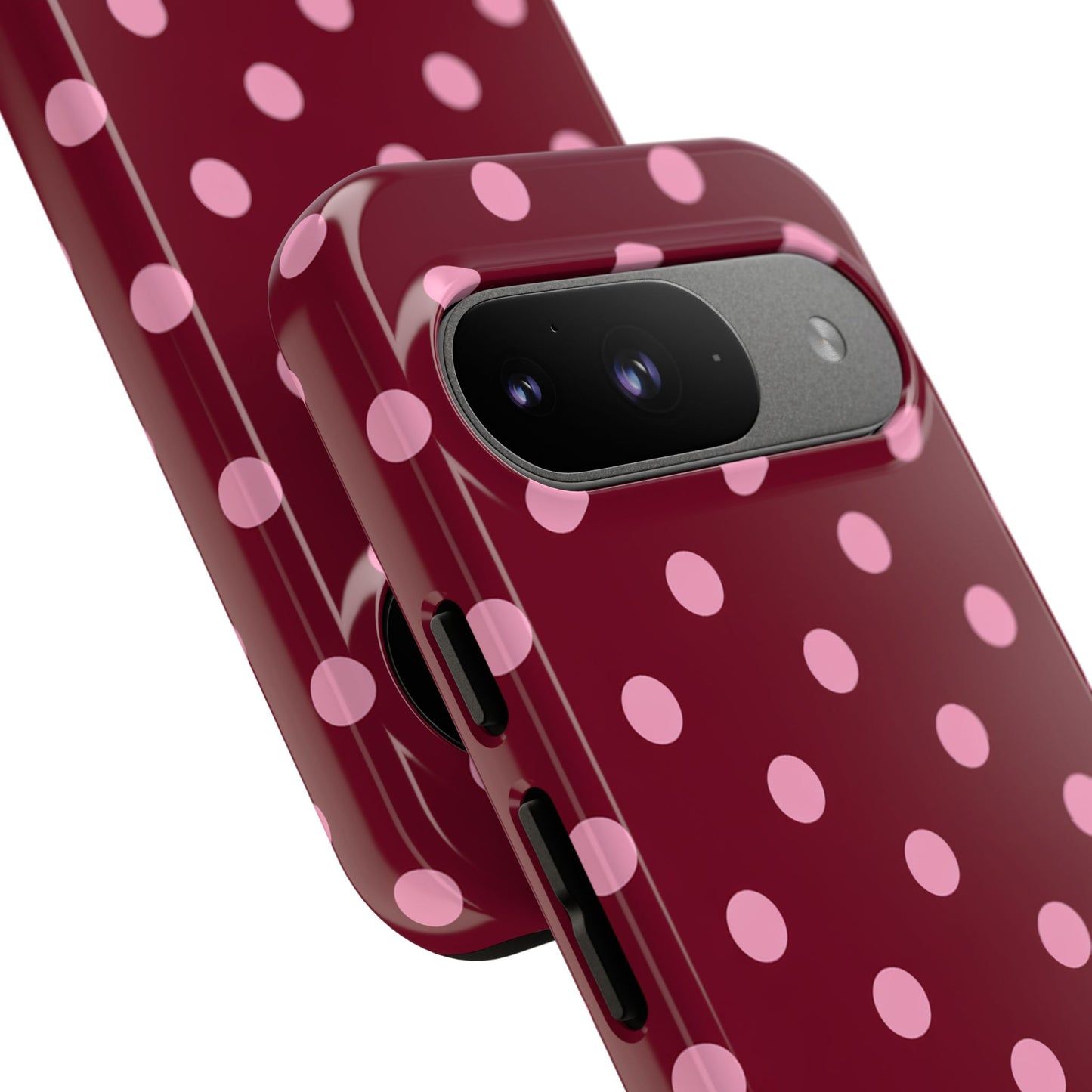 Pink Polka Dot Phone Case – Cute Aesthetic Tough Protective Phone Cover for Iphone, Samsung Galaxy and Pixel