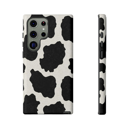 Black & White Cow Print Phone Case | Western Aesthetic iPhone & Samsung Tough Case