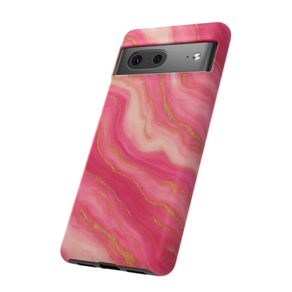 Pink Marble Phone Case | Rose Gold Swirl Aesthetic Tough Protective Case