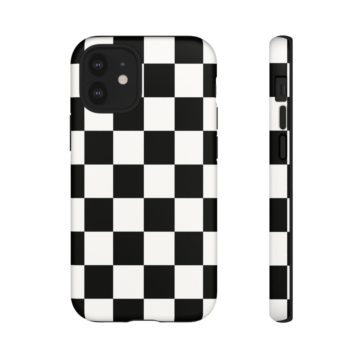Black & White Checkerboard Phone Case – Classic Aesthetic Tough Protective Case