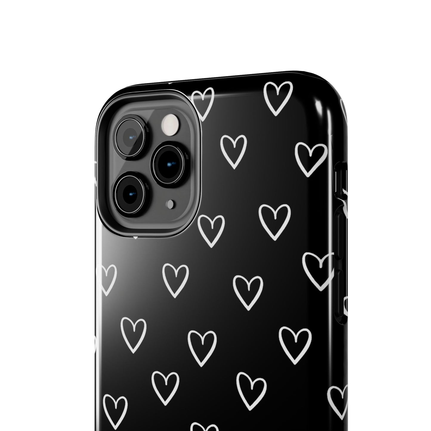 Doodle Heart Phone Case – Minimal Black & White Heart Pattern | Tough Protective Case
