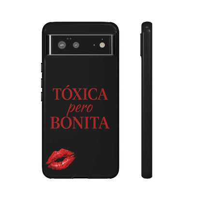 Toxica Pero Bonita Phone Case, Latina Quote Case, Red Lips Aesthetic, Spanish Saying Case, Trendy Tough Cover