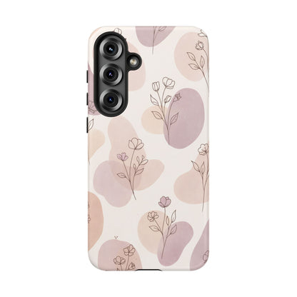 Blush Floral Phone Case Neutral Botanical Watercolor Tough Cover