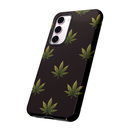 Cannabis Leaf Phone Case Green Weed Leaf Pattern Tough Protective Cover
