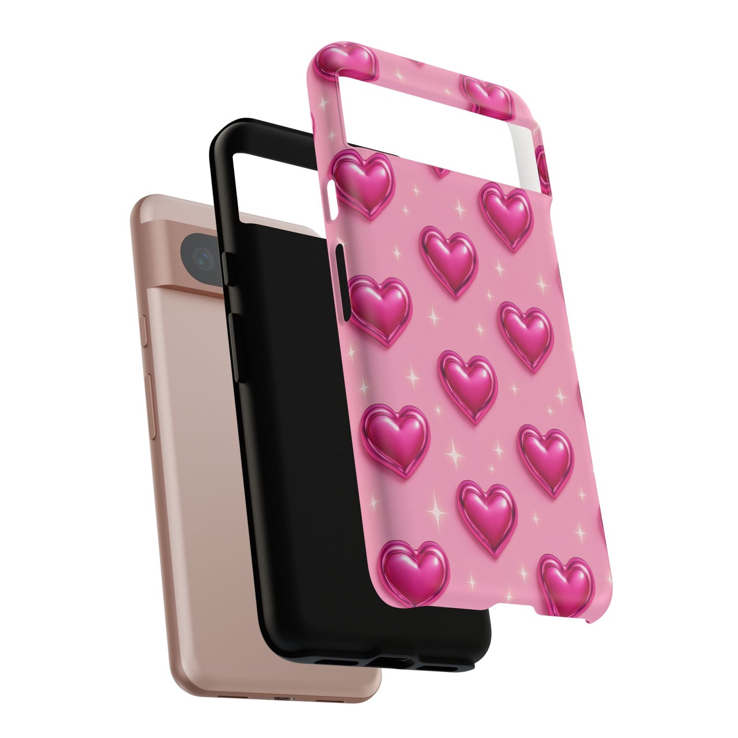 Pink Heart Pattern Phone Case | Tough Protective Case for Iphone, Samsung Galaxy and Pixel
