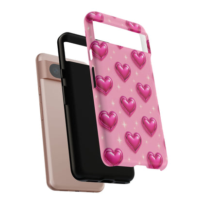 Pink Heart Pattern Phone Case | Tough Protective Case for Iphone, Samsung Galaxy and Pixel