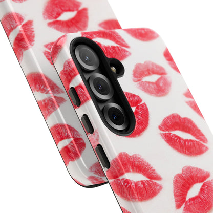 Red Lipstick Kiss Phone Case – Sexy Lip Print Pattern Tough Protective Cover