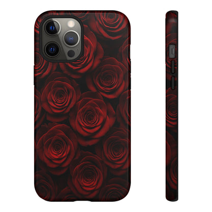 Dark Red Rose Phone Case – Gothic Floral Tough Case (iPhone, Samsung, Pixel)