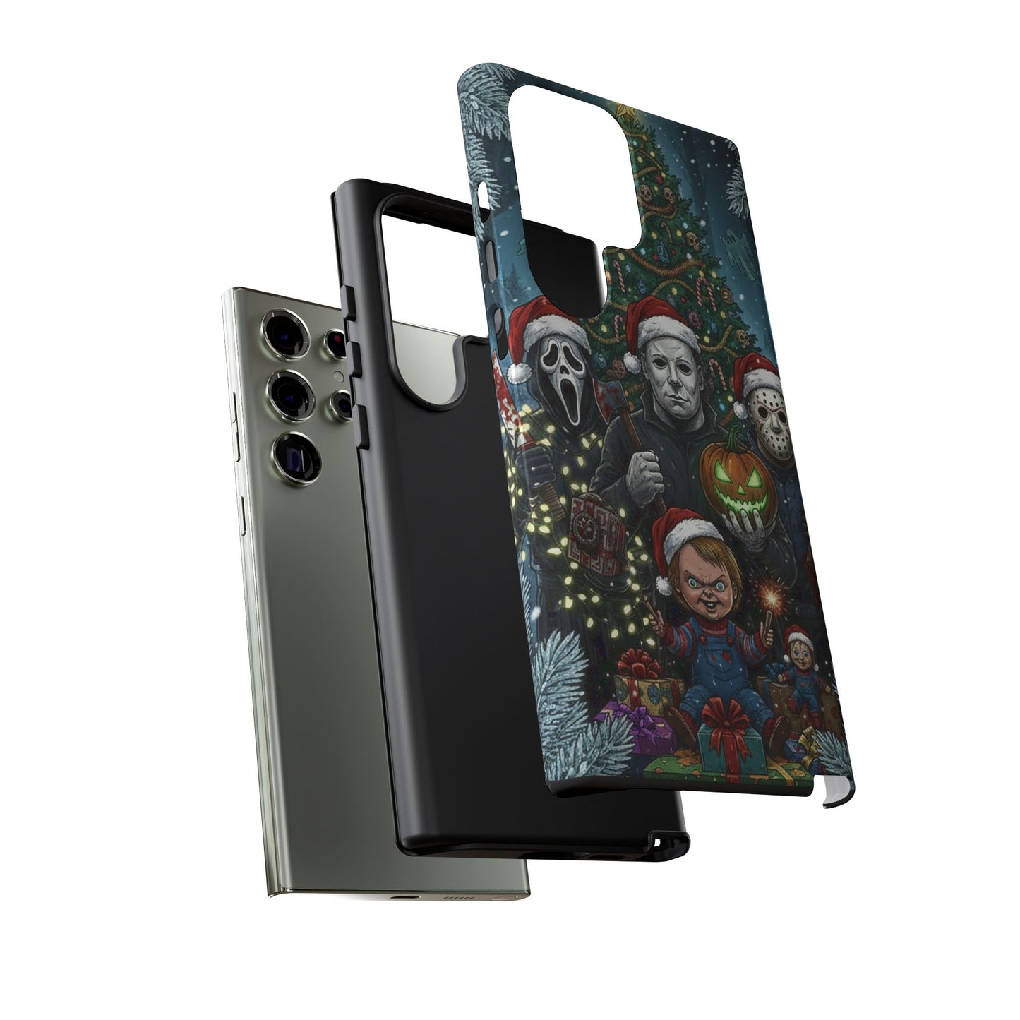 Christmas Horror Phone Case – Festive Slasher Collage Tough Case (iPhone, Samsung, Pixel)