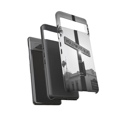 Hollywood Blvd Phone Case | Vintage Los Angeles Street Sign | Black & White LA Aesthetic
