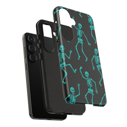 Dancing Teal Skeletons Phone Case | Tough Protective Case for Iphone, Samsung Galaxy and Pixel