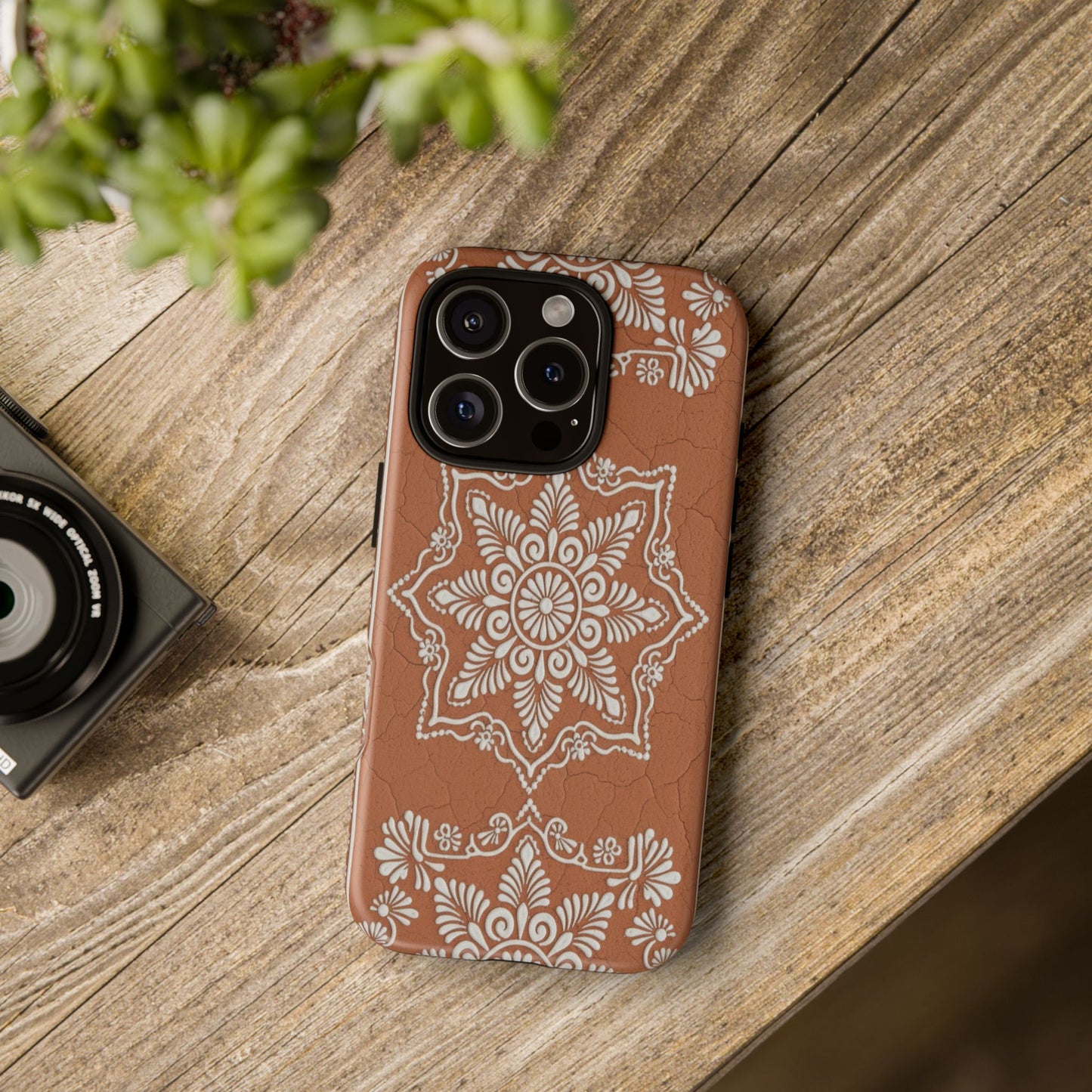 Talavera Terracotta Phone Case | Mexican Floral Pattern iPhone & Samsung Tough Case | Boho Clay Aesthetic Cover