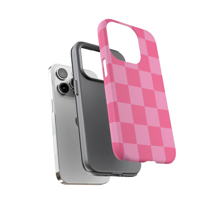 Pink Checkerboard Phone Case | Cute Aesthetic Checkered iPhone & Samsung Tough Case