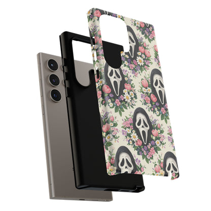 Floral Ghost Face Aesthetic Phone Case – Cute Spooky Tough Cover