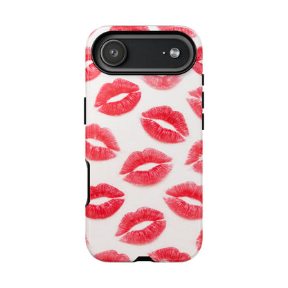 Red Lipstick Kiss Phone Case – Sexy Lip Print Pattern Tough Protective Cover