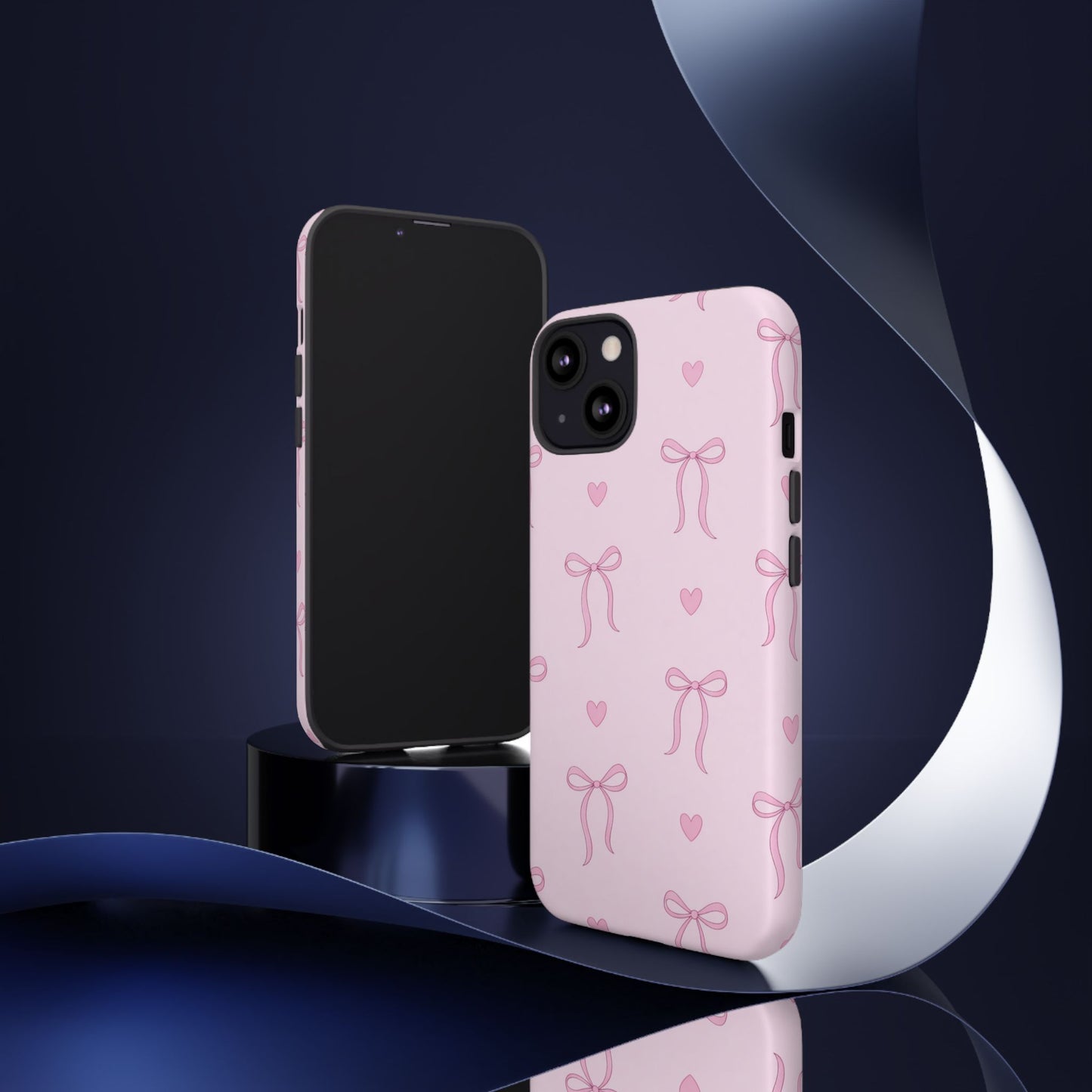 Pink Bow Heart Aesthetic Phone Case – Coquette Cute Tough Cover