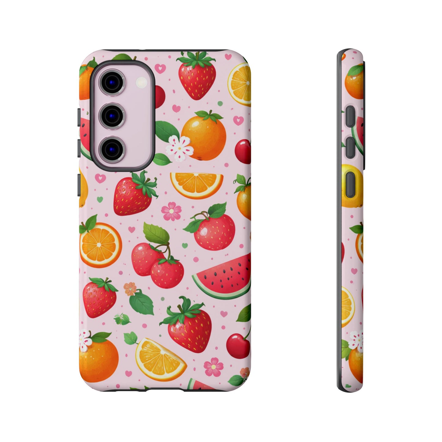 Fruit Phone Case – Tough Shockproof, Strawberry Cherry Citrus Summer Design for Iphone, Samsung Galaxy and Pixel