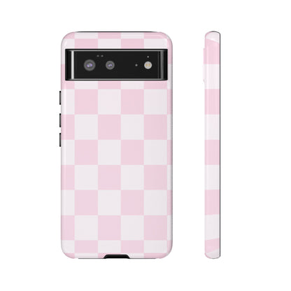 Light Pink Checkerboard Phone Case | Pastel Aesthetic Checkered iPhone & Samsung Tough Case