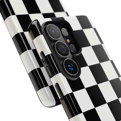 Black & White Checkerboard Phone Case – Classic Aesthetic Tough Protective Case for Iphone, Samsung Galaxy and Pixel