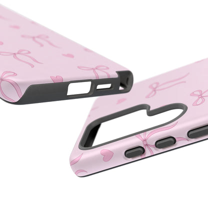 Pink Bow Heart Aesthetic Phone Case – Coquette Cute Tough Cover