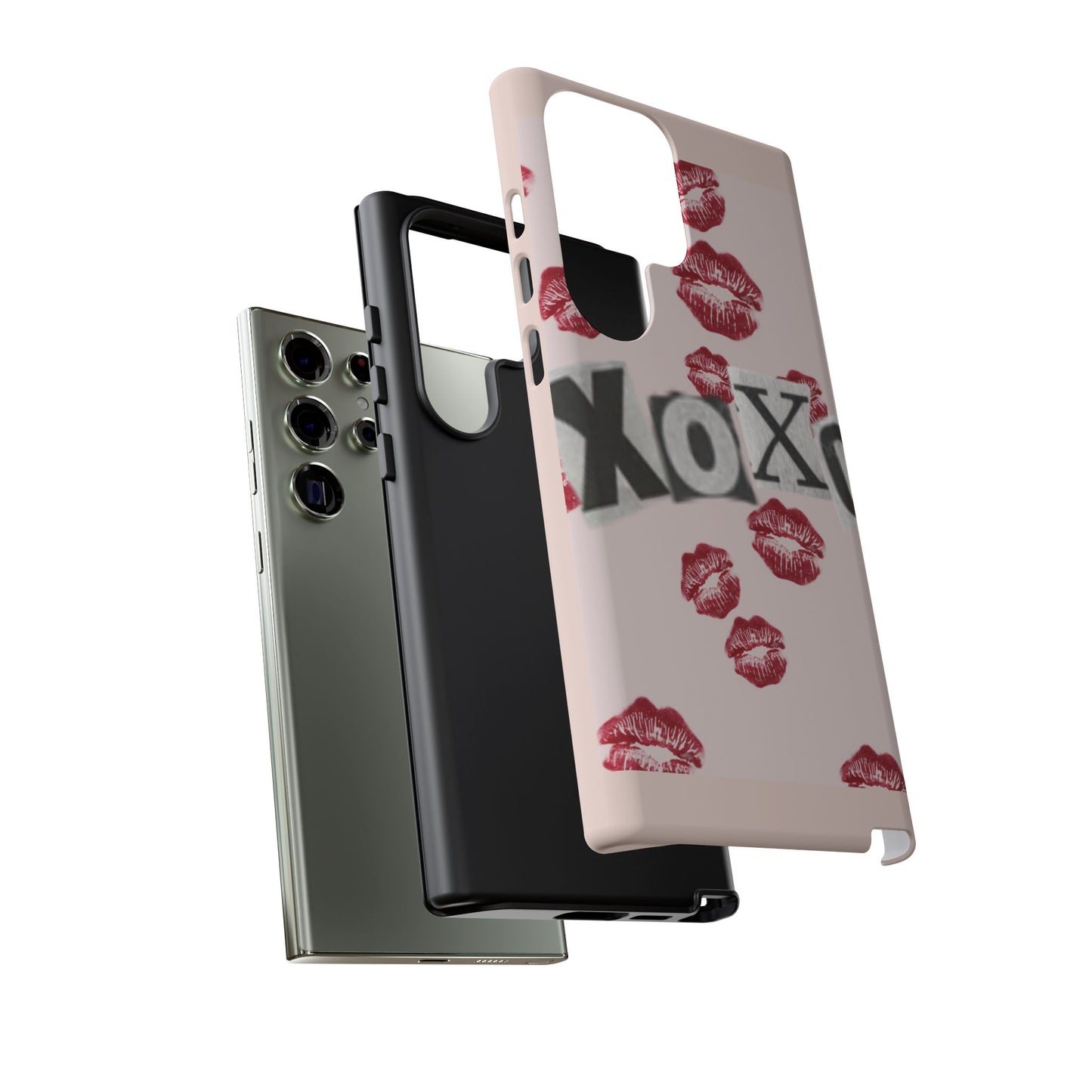 XOXO Kiss Print Phone Case | Coquette Valentine Aesthetic | Cute Pink Lipstick Kiss Tough Case for iPhone & Samsung