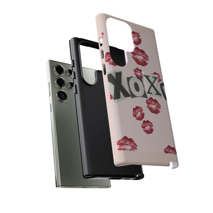 XOXO Kiss Print Phone Case | Coquette Valentine Aesthetic | Cute Pink Lipstick Kiss Tough Case for iPhone & Samsung