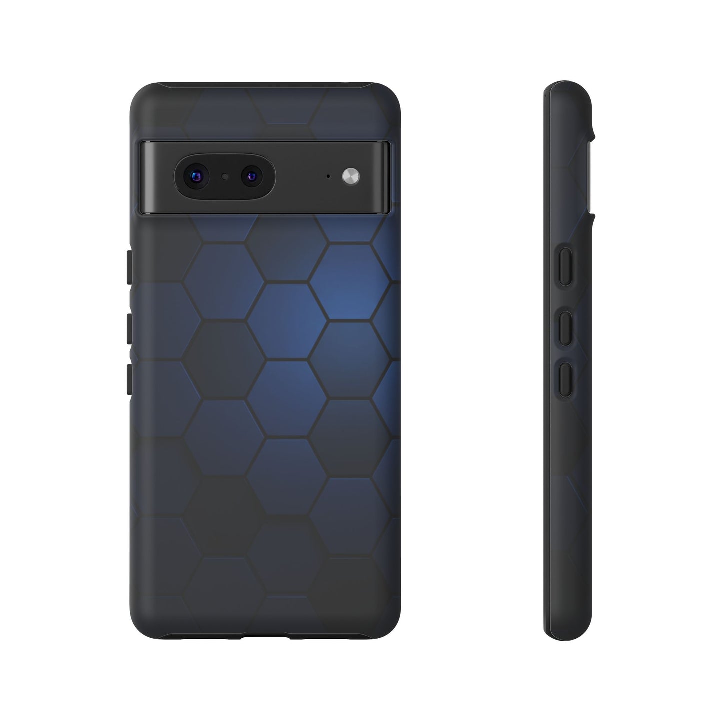 Blue Hexagon Gradient Phone Case | Honeycomb Geometric Tech Aesthetic | Minimalist Tough Case for iPhone & Samsung