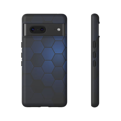 Blue Hexagon Gradient Phone Case | Honeycomb Geometric Tech Aesthetic | Minimalist Tough Case for iPhone & Samsung