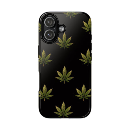 Cannabis Leaf Phone Case Green Weed Leaf Pattern Tough Protective Cover