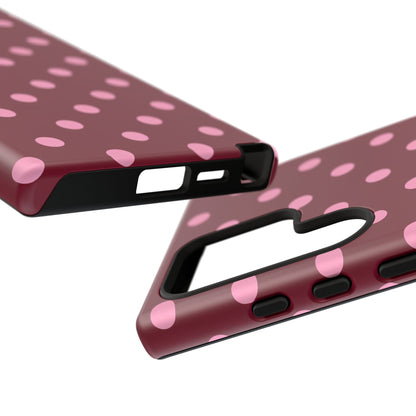 Pink Polka Dot Phone Case – Cute Aesthetic Tough Protective Phone Cover for Iphone, Samsung Galaxy and Pixel