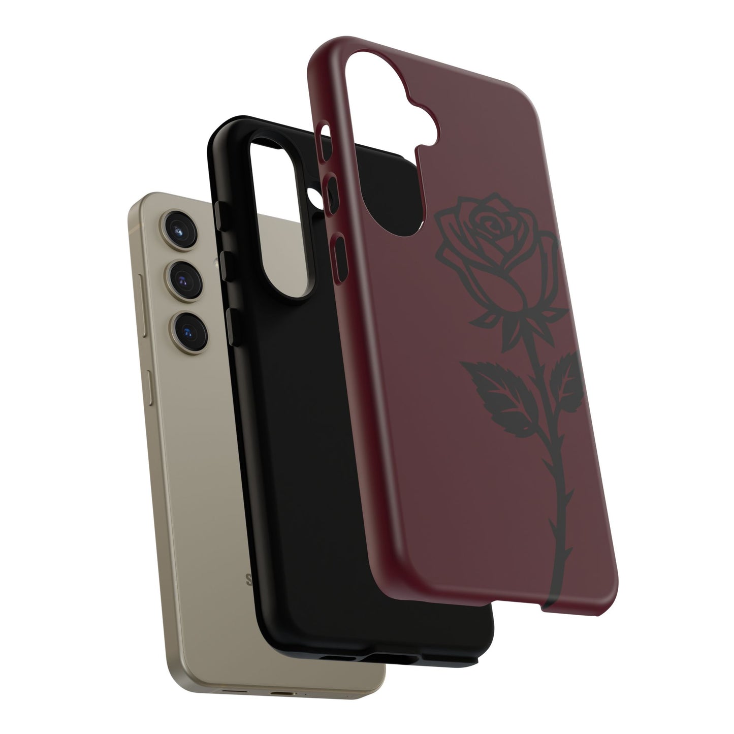 Black Rose Burgundy iPhone Case | Dark Aesthetic Shockproof Protective Cover